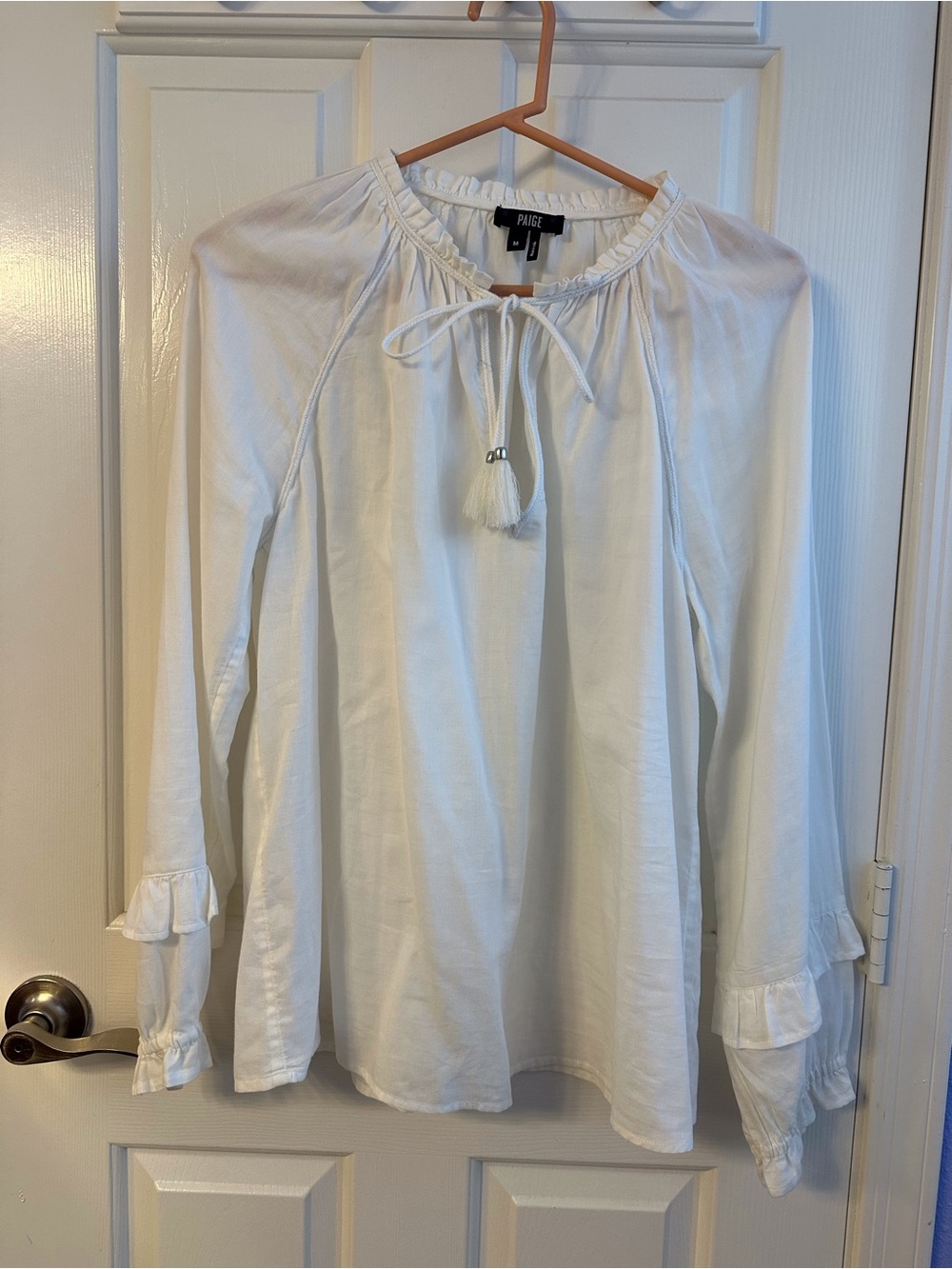 PAIGE White Tassel Peasant Blouse